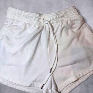HM Womens White Cotton Blend Jersey Sweat Shorts Elastic Drawstring Size Medium
